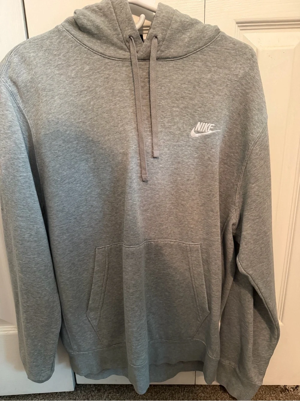 Nike Gray Heather Pullover Hoodie with White Swoosh